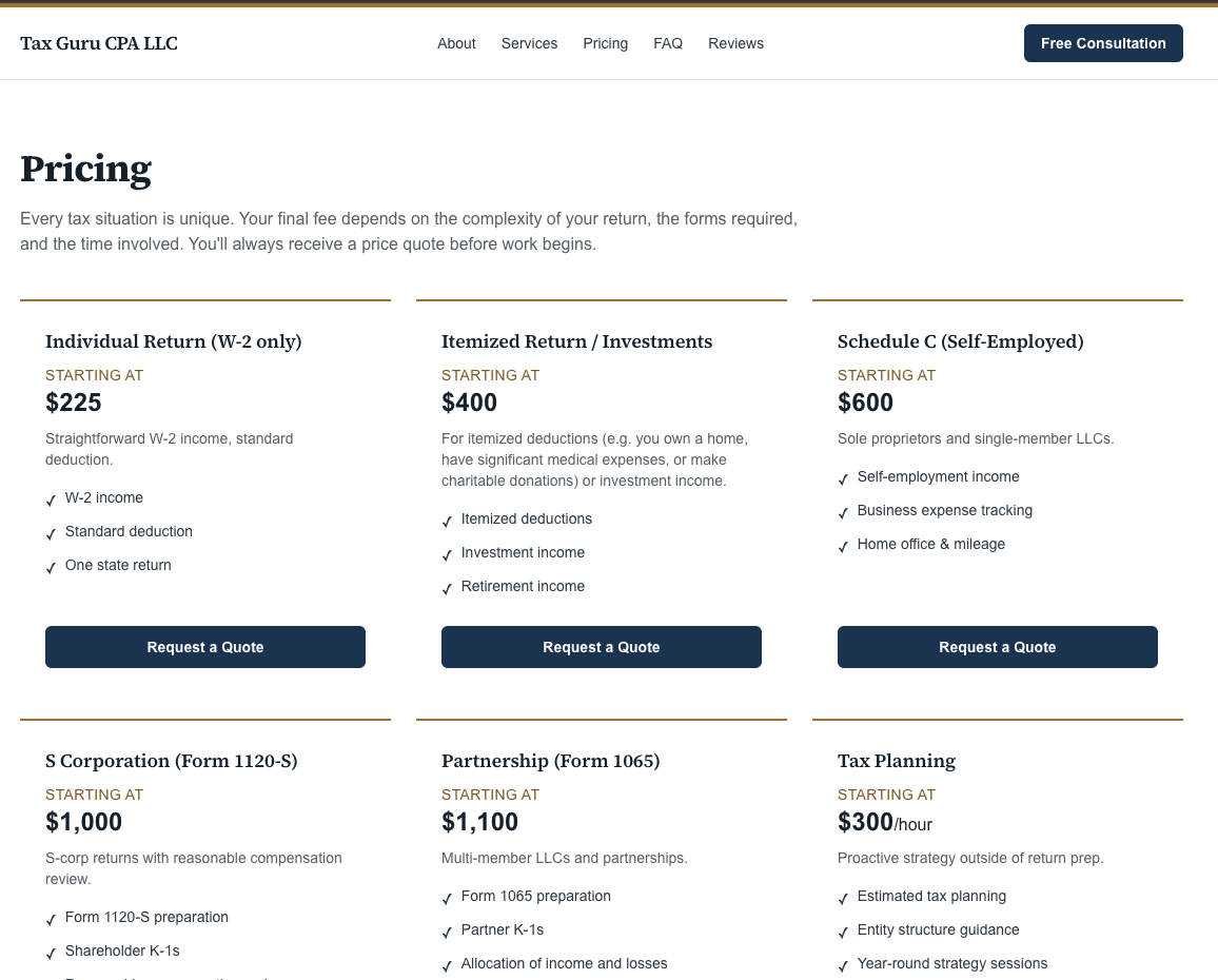 A Delaware accounting & tax practice — screenshot 2